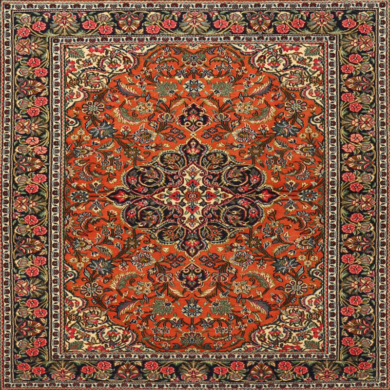 Tapis oriental orange Beatriz, Carré 4 pi