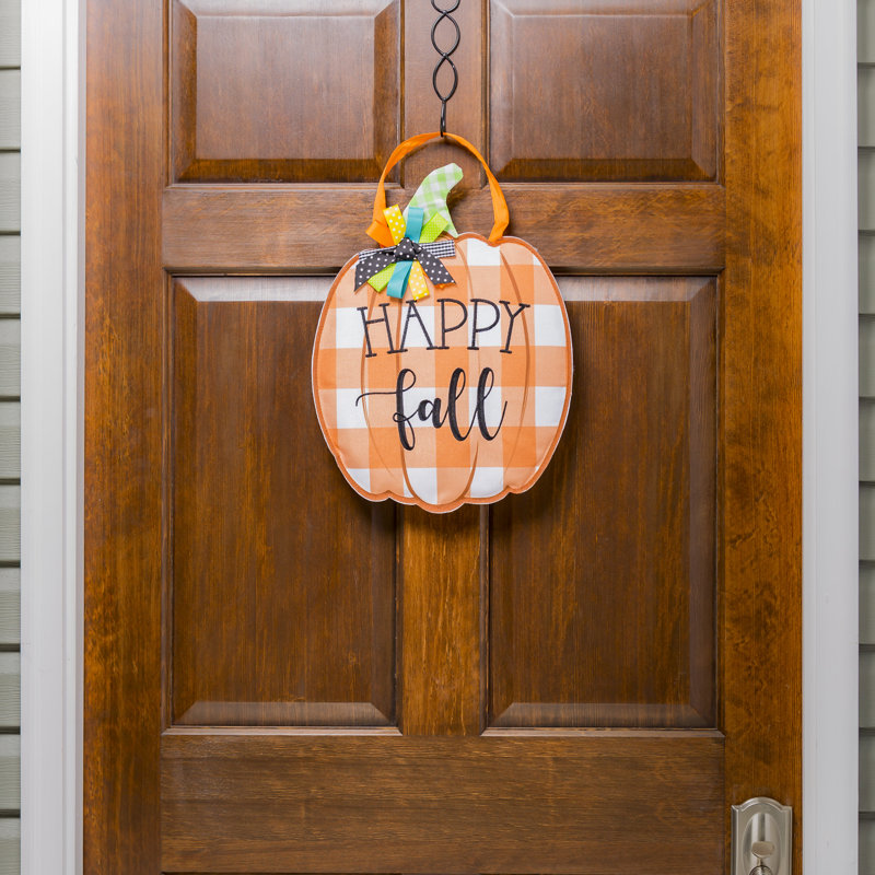 Décoration de porte citrouille Happy Fall