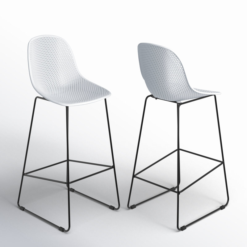 Madi Outdoor Bar Stool, 29.25" H, White