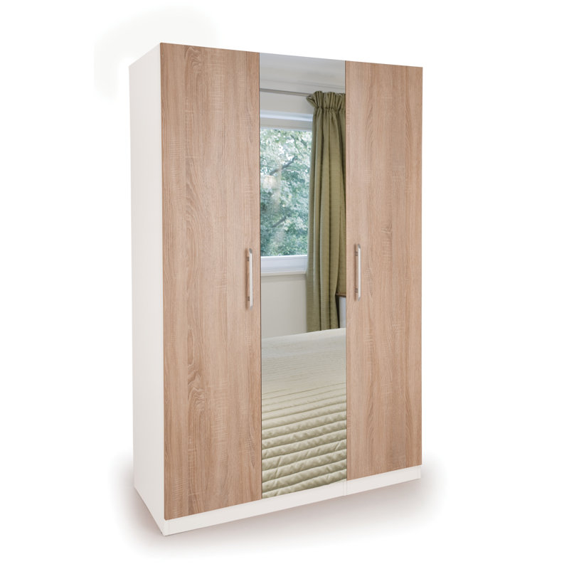 Askern 3 Door Manufactured Wood Wardrobe, White/Oak