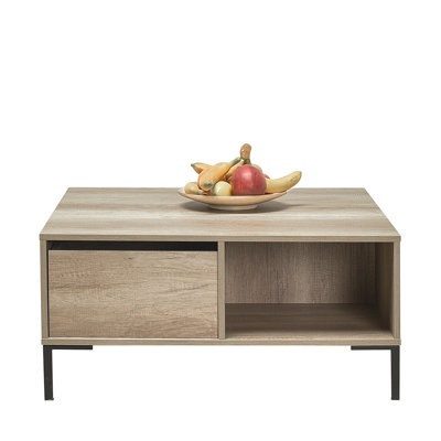 Table basse moderne, taupe, 35,4 po x 16,5 po x 35,4 po | 100% panneau de particules enduit de mélamine, épaisseur: 0,6 pouce | Rangement supplémentaire | Design industriel élégant pour le salon et le salon
