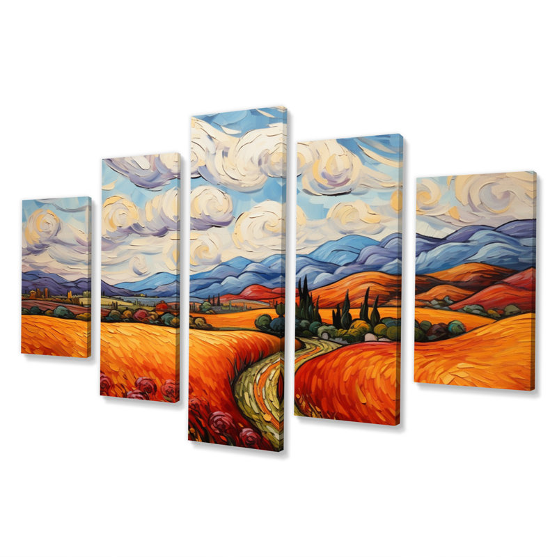 Vangogh Autumn Path IV - Vangogh Canvas Print - 5 Panels