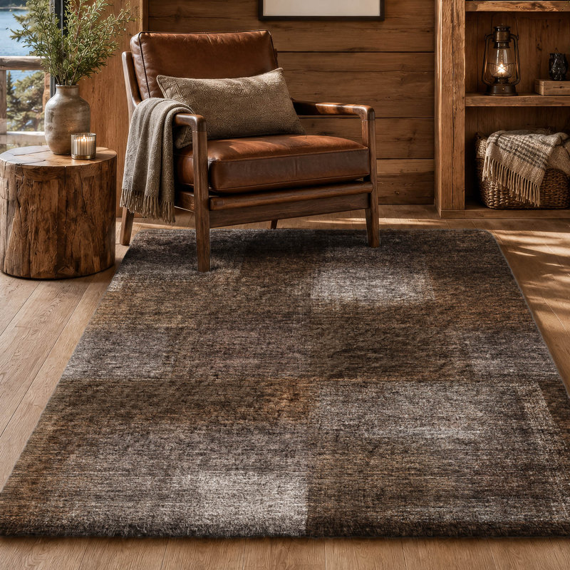 Tapis carré Dream Shag ADS742, lavable à la machine, de qualité supérieure, Chocolate, 10 pi x 14 pi