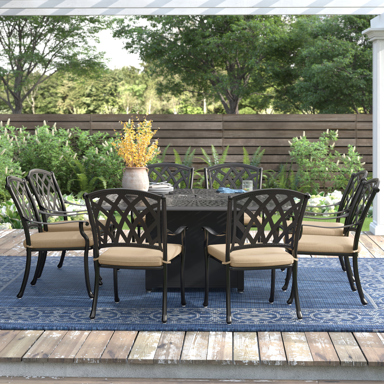 Harland 9 piece online dining set with firepit