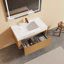 Meuble-lavabo flottant avec comptoir en pierre frittée, lavabo en céramique et capteur DEL