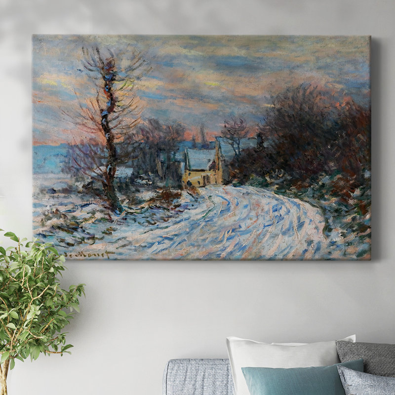 Road to Giverny in Winter, 1885 (1) - Toile tendue avec châssis, H 18 po x l 27 po