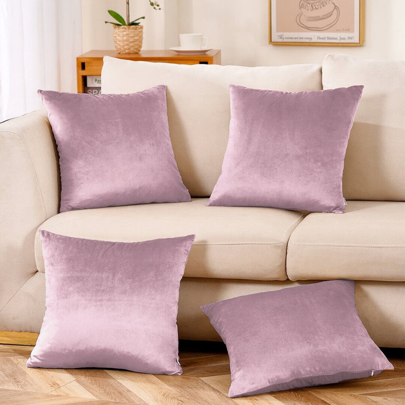 Plain Velvet Cushion Cover-(Pack of 4), Pink