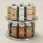 Étagère à épices à 2 niveaux - Plateau tournant en acier inoxydable pour armoires de cuisine et comptoir - Garde-manger compact et solution de rangement pour assaisonnements
