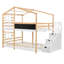Lit superposé avec fenêtre de toit, tableau noir et échelle de rangement, lit plateforme, cadre de lit-1491522947