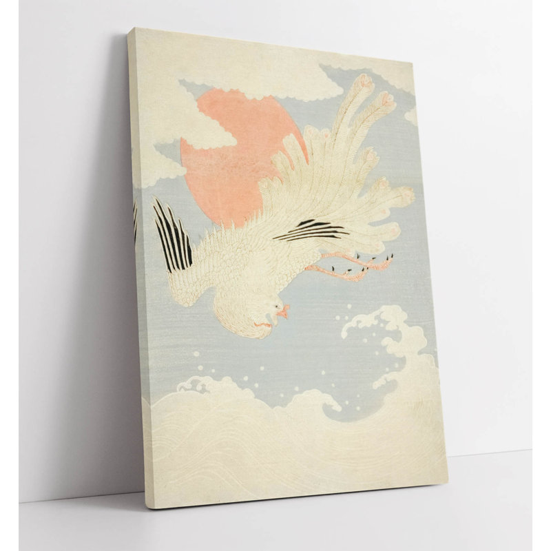 Isoda Koryusai, Phoenix Flying Over Waves in front of Morning Sun Numbers Canvas Wall Art Print Picture