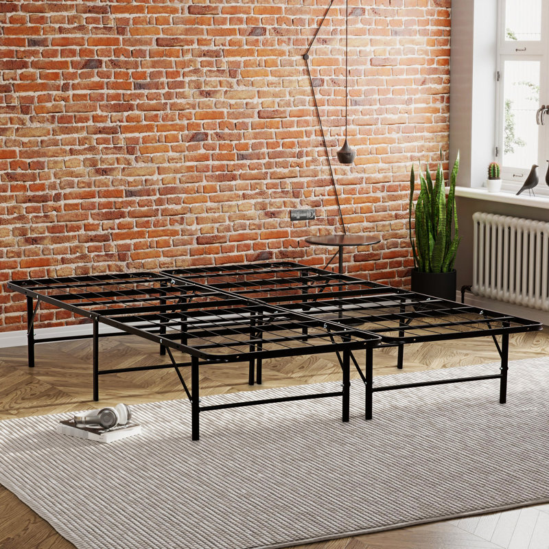 Base de lit grand format avec base de matelas en métal, base noire, pièce, Grand lit