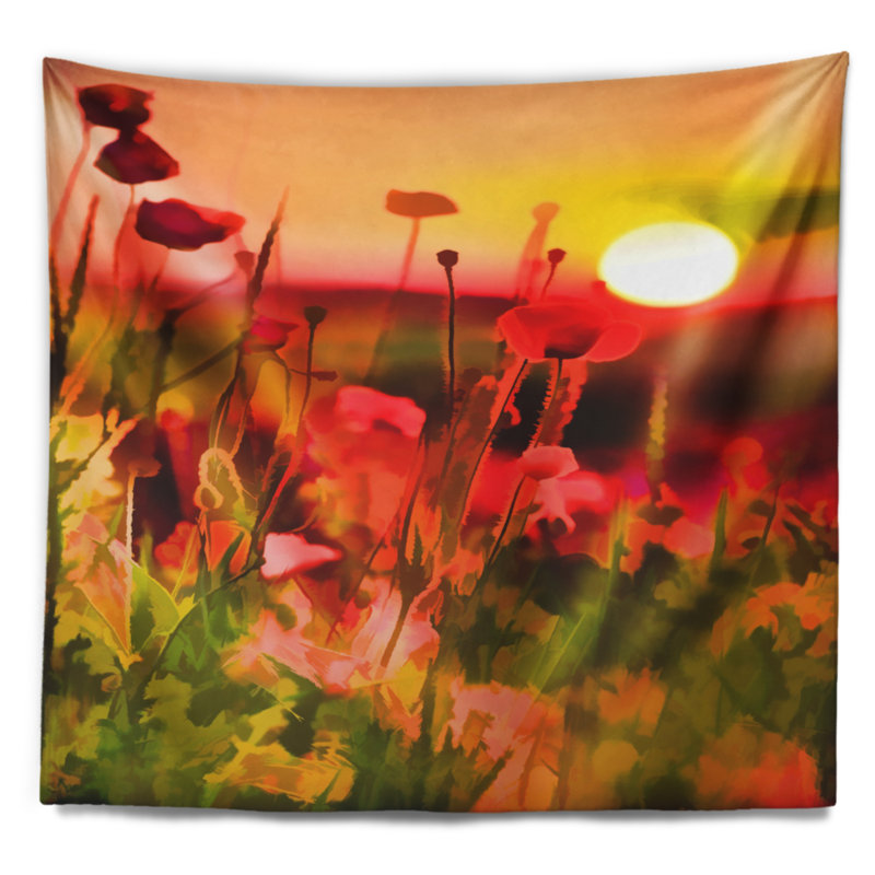 Tapisserie de polyester coucher de soleil avec des res avec accessoires suspendus inclus, H 78 po x l 92 po