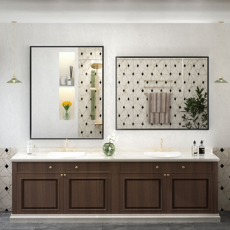 Miroir mural Amara, 40 po x 32 po, Matte Black