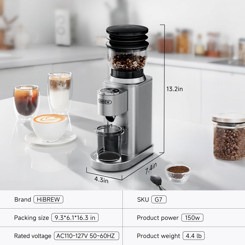 HiBREW Stainless Steel Coffee Grinder