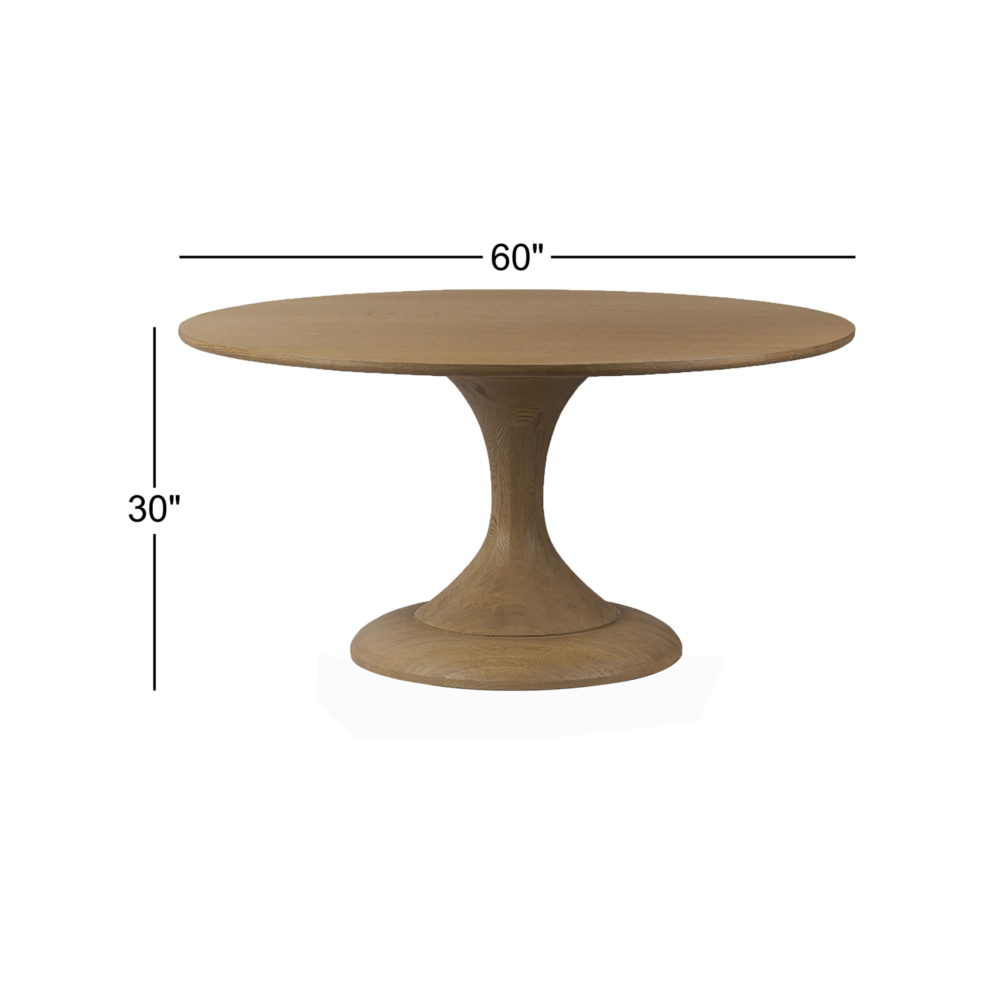 Eastman Dining Table -Light Weathered Oak, Light Weathered Oak, 30" H x 60" W x 60" D