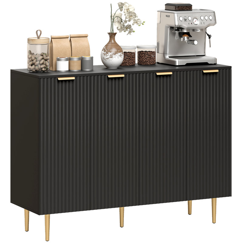 Sideboard with adjustable shelves, Noir, noir, noir, noir