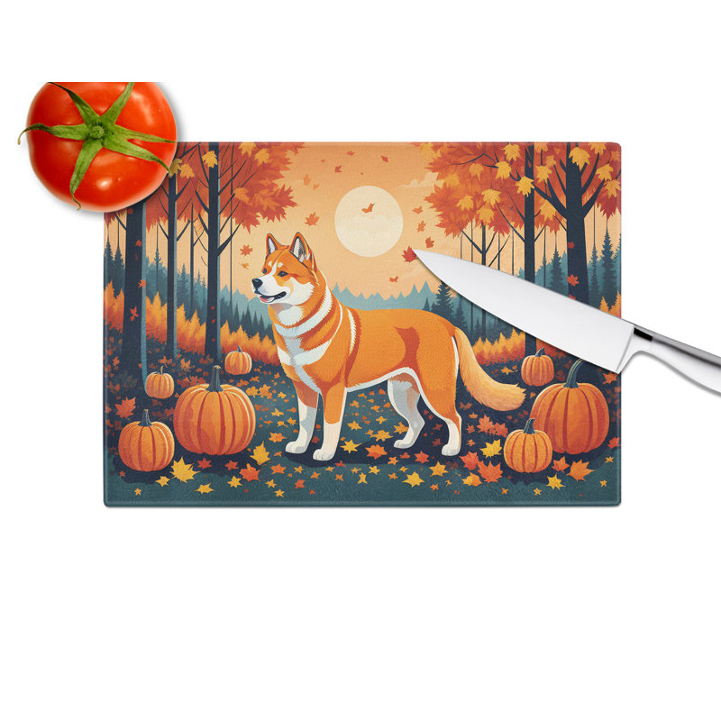 Akita Fall Glass Cutting Board Large
