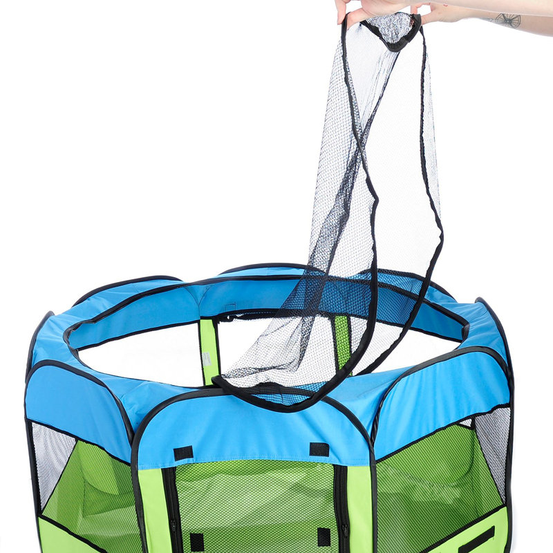Parc de voyage pour animaux de compagnie pliable et facile à plier Pet Life All-Terrain, Médium, Bleu / jaune