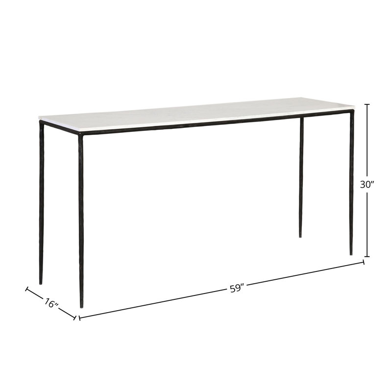 Perugia 59" Wide Console Table, White Marble/Silver