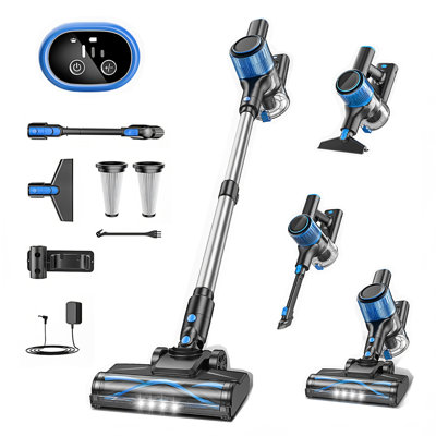 Cordless Vacuum Cleaner with 45KPa Powerful Suction & 450W Motor, 45 Min Runtime, Self-Standing Stick Vacuum Cleaner with Removable Battery, Anti-Tangle Brush & HEPA Filter for Pet Hair, Carpet & Hardwood Floors