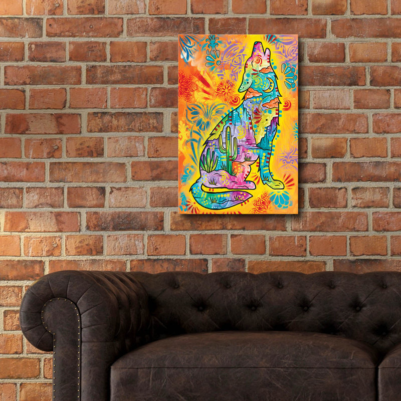  «Coyote Howl» par Dean Russo, art mural en verre acrylique, 16 po x 24 po, H 24 po x l 16 po