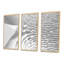 Fractal Curved White 3D Waves - 3 pièces, cadre flottant, impression sur toile-1735040986-1735040981