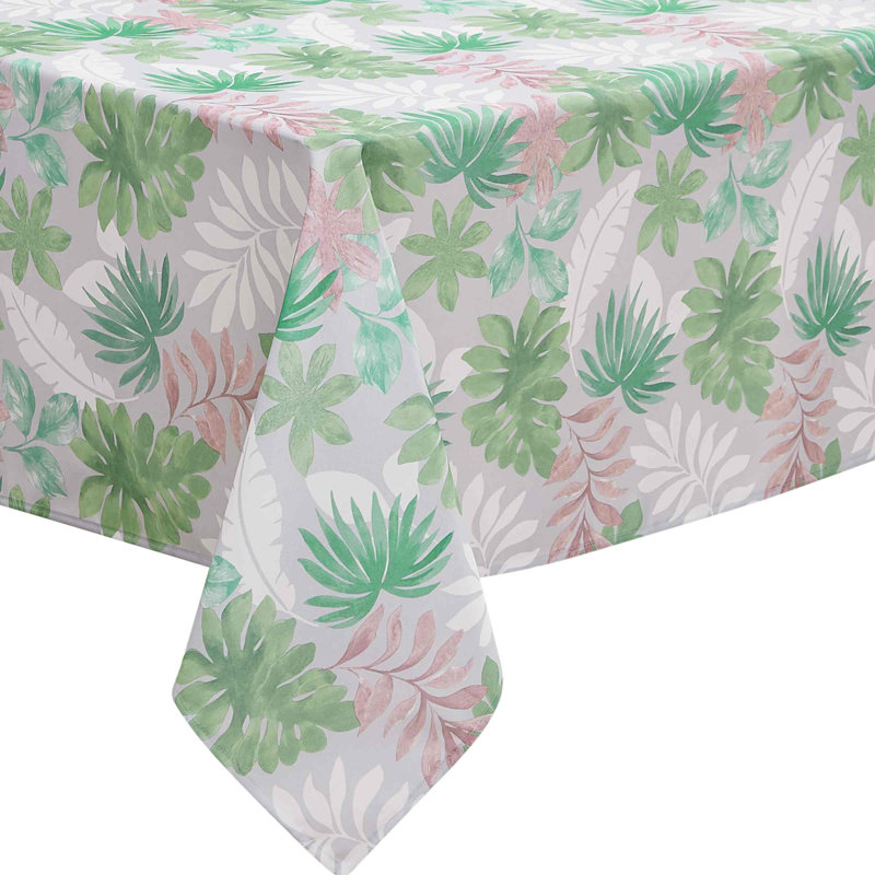 Tropical Palm Leaves Multi-Color Polyester Tablecloth, 60" x 84"