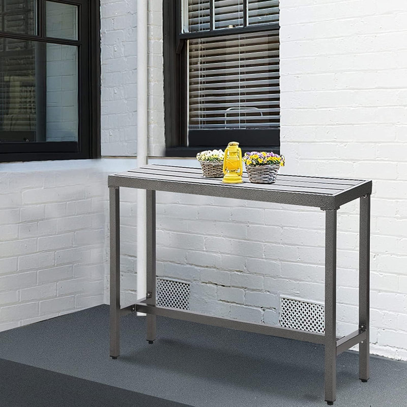 Outdoor Patio Counter Height Bar Table, 55" Rectangle For Patio, Garden, Yard, Balcony, Poolside (gray), Gray