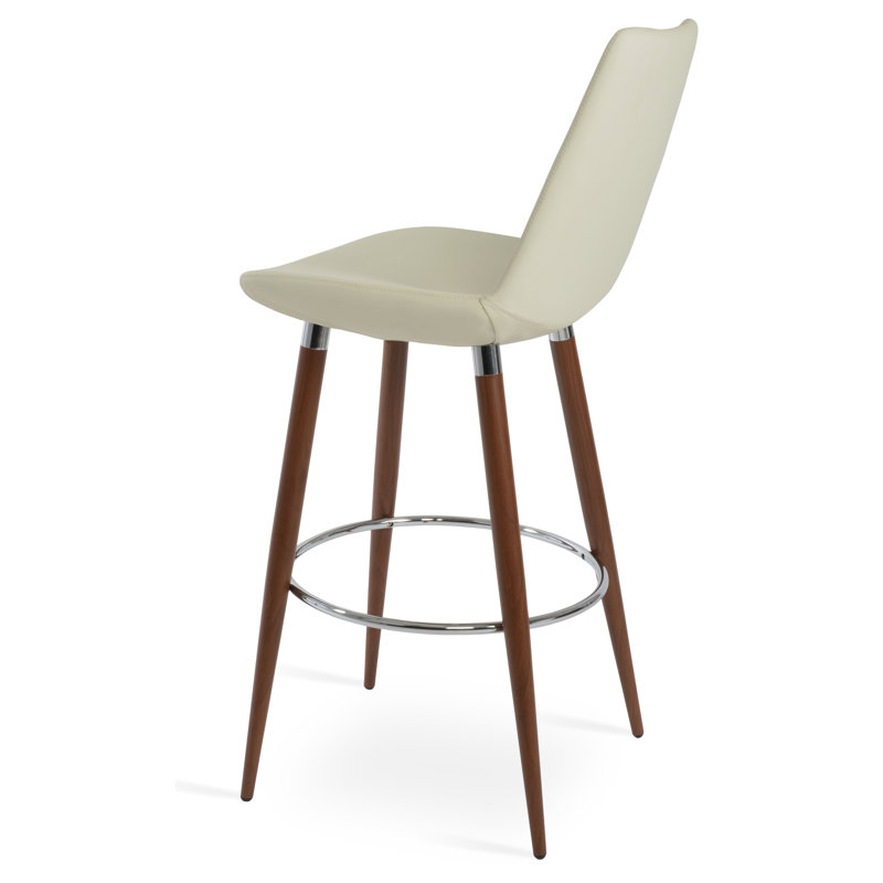 Tabouret de bar et de comptoir Eiffel Ana, Crème, Tabouret de comptoir (siège d'une hauteur de 24 p, Noyer