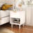 Modern White Nightstand With Drawer, 22.83 Inches Height, Gold Handle, Open Shelf Storage