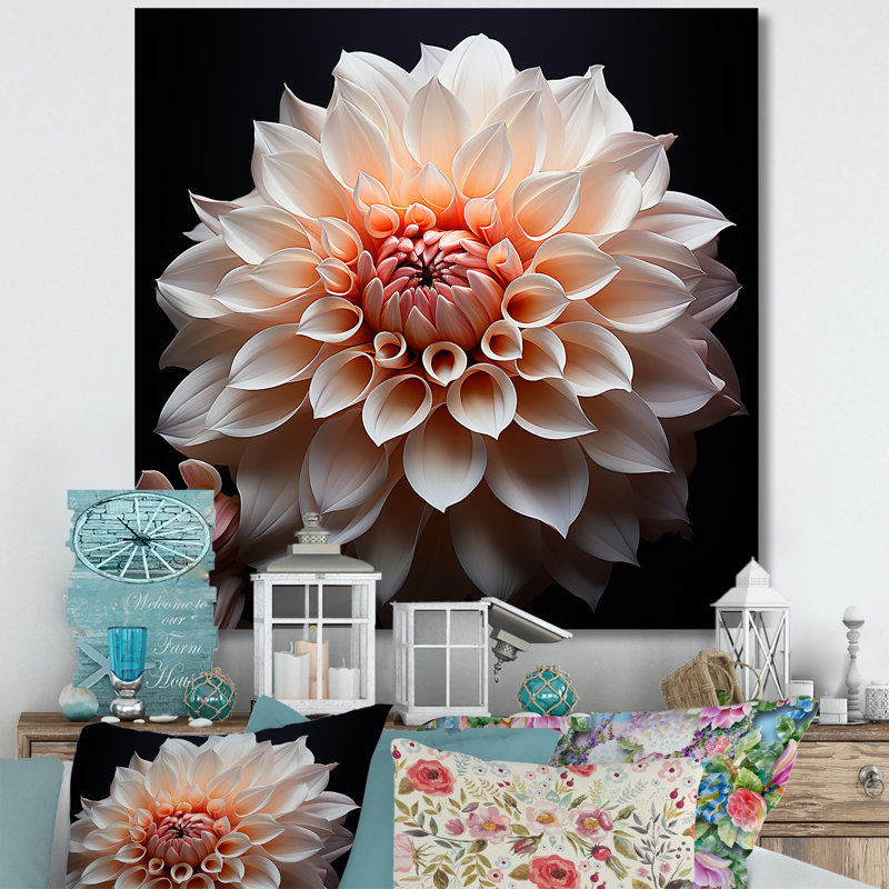 «Coral Dahlia Minimalisme Dream», reproduction sur toile, Toile tendue, 16" H x 16" W