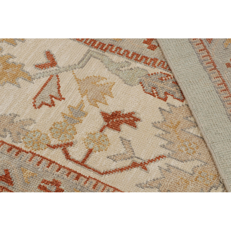 Oushak Hand Knotted Floral Area Rug, Rectangle 6' x 9'