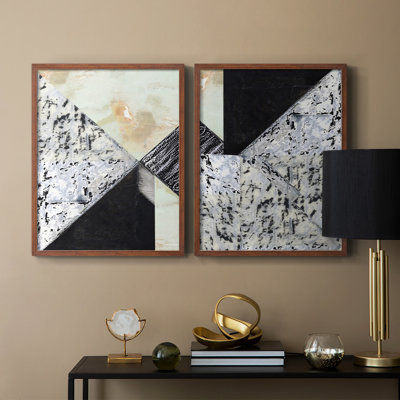 «Tiles & Texture Abstract Angles I», reproduction encadrée de qualité supérieure - prête à être accrochée - aucun clou requis - aucun clou requis