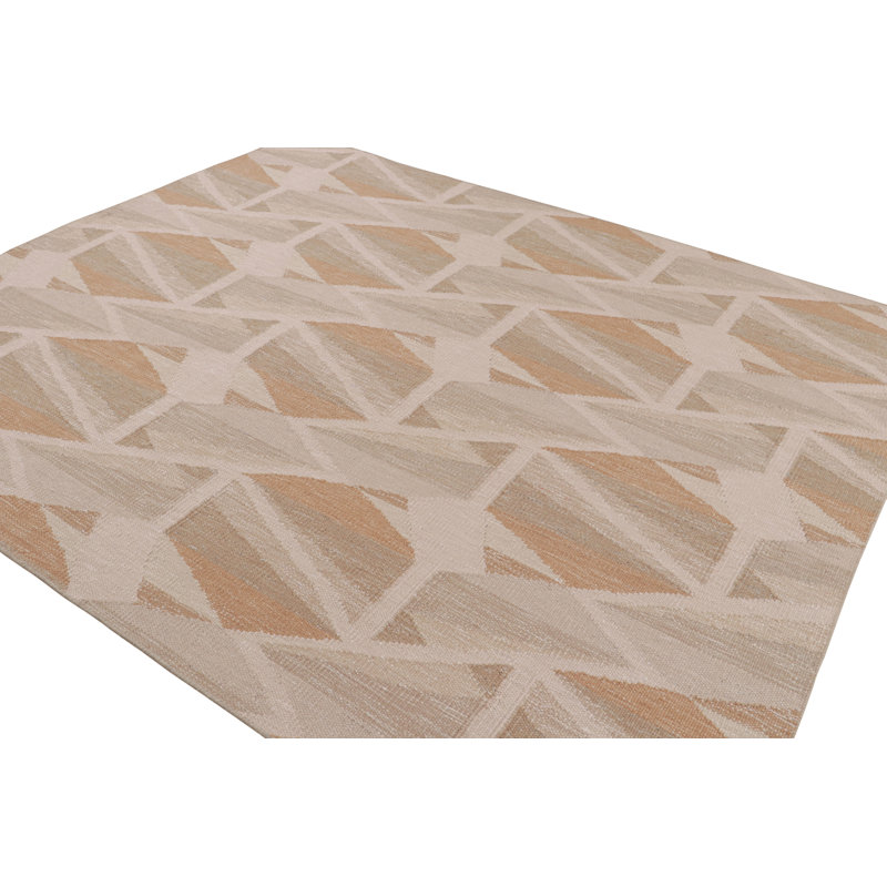 Hand Woven Kilim Wool Geometric Area Rug, Rectangle 6' x 9'