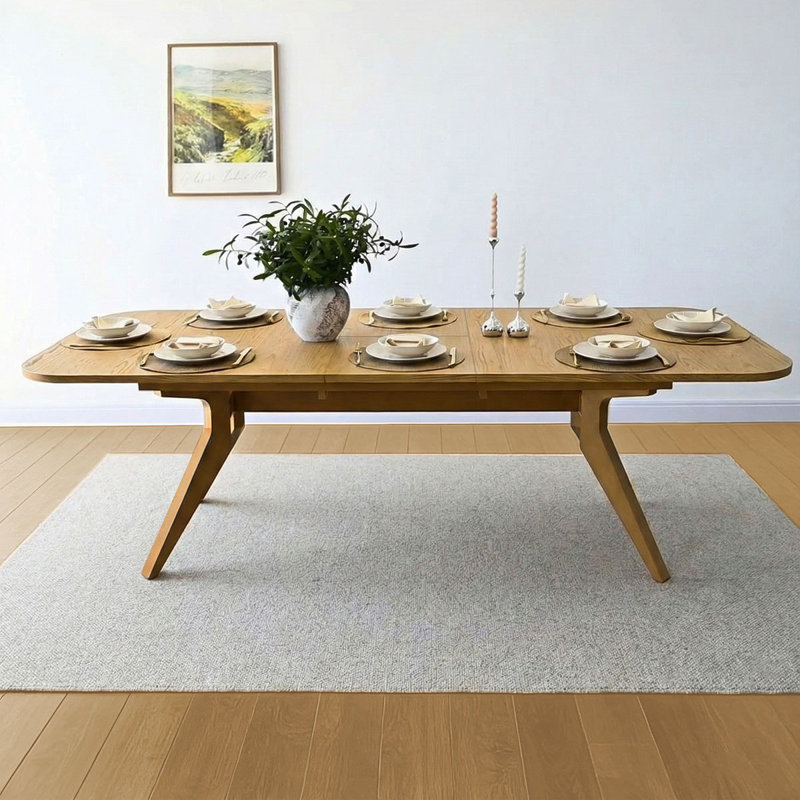 78"–96" Oak Veneer Extendable Rectangular Dining Table for 6‑10