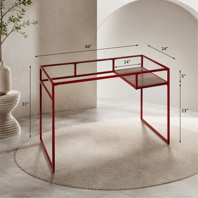 Bureau d'écriture avec plateau en verre Dexter