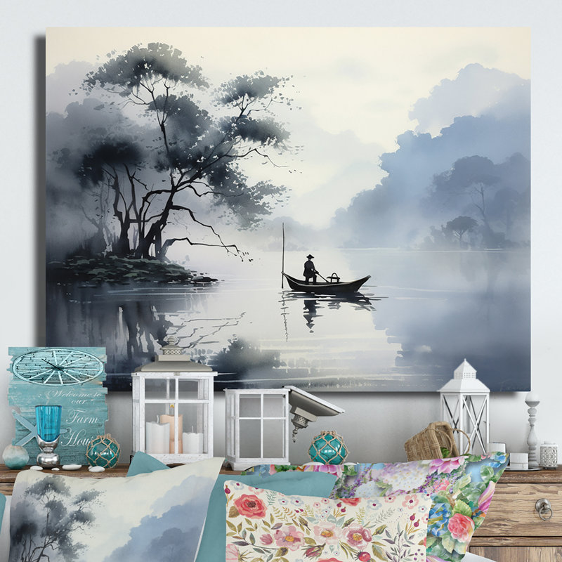 Décoration murale asiatique Asian Art Ink Lake II, H 24 po x l 32 po