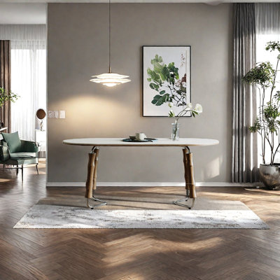 Sintered stone oval dining table