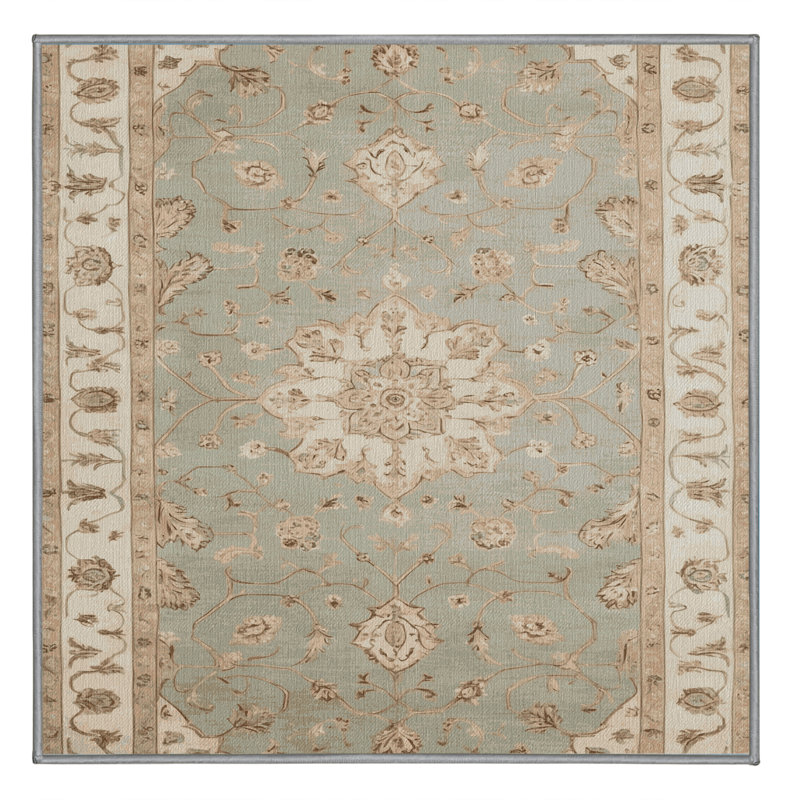 Tapis gris Tabriz lavable à la machine, Carré 3 pi