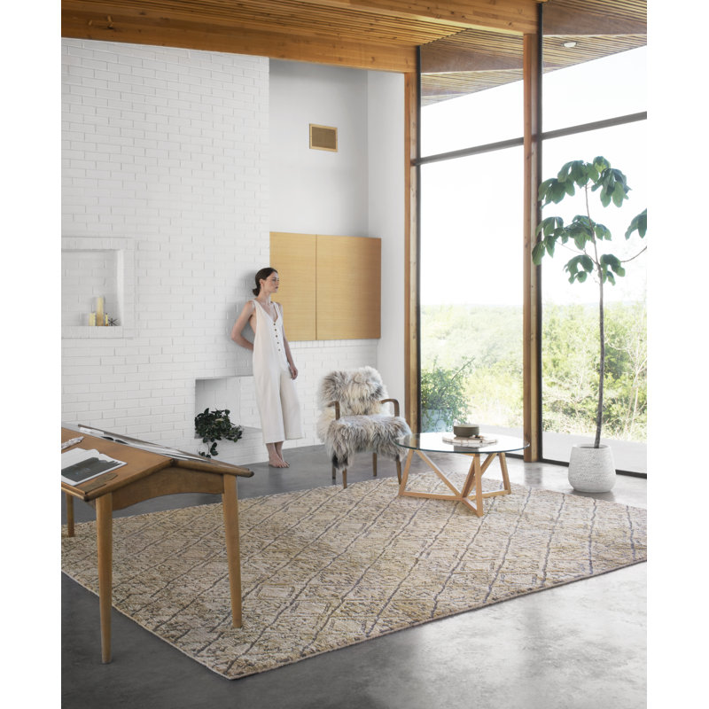 Tapis beige en laine / jute noué à la main Palumbo Southwestern, Rectangle 7 pi 9 po x 9 pi 9 po