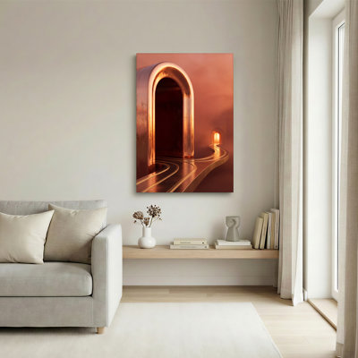 Futuristic Bronze Archway And Curved Path Canvas Wall Art