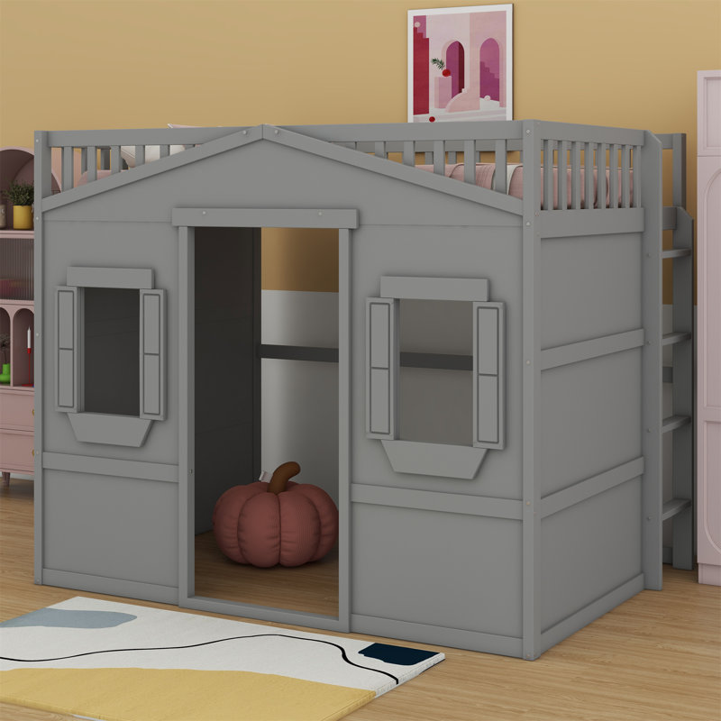 Lit mezzanine Abhir Kids, Gris, Lit simple