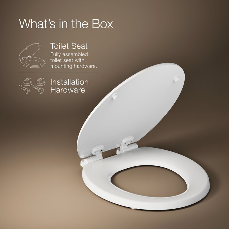 Triko Quiet-Close Elongated Toilet Seat, Round, White
