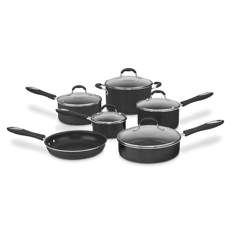 Cuisinart Advantage Non Stick 11 Pieces Aluminum Cookware Set, Black