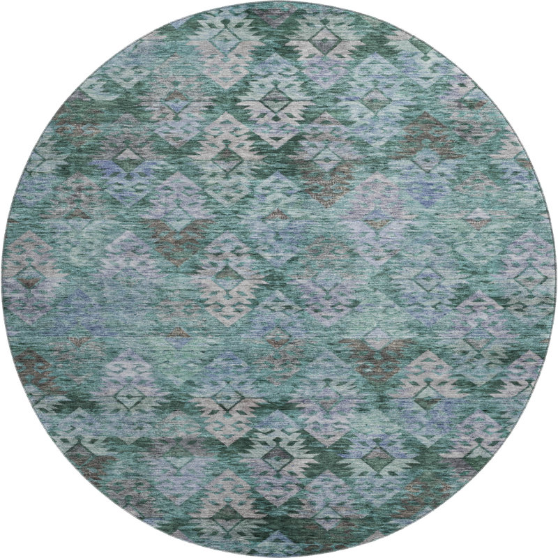 Premium Machine Washable Marasco AMF1637 Diamonds Rug, Round 8'