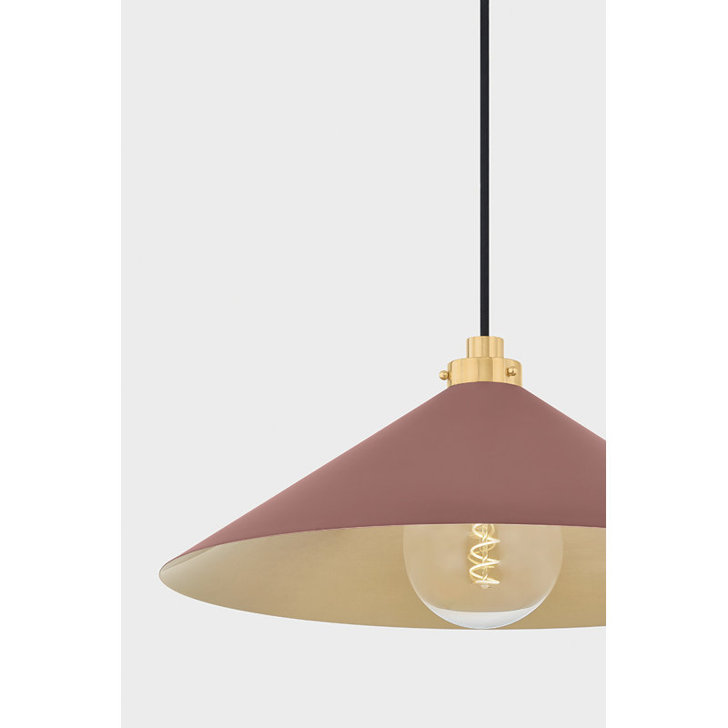 Clivedon Pendant in Aged Brass and Soft Studio Green by Mark D. Sikes, 25 W, 8.5" H x 20" W x 20" D, Soft Crimson