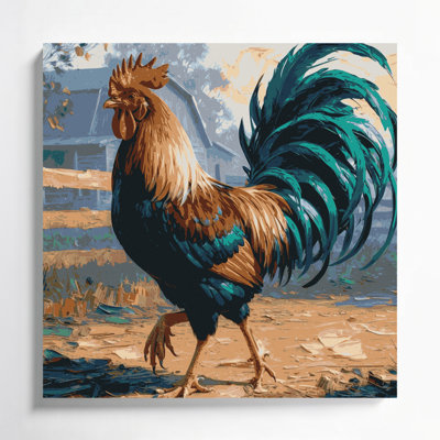 «Farm Roosters», art mural sur toile gris