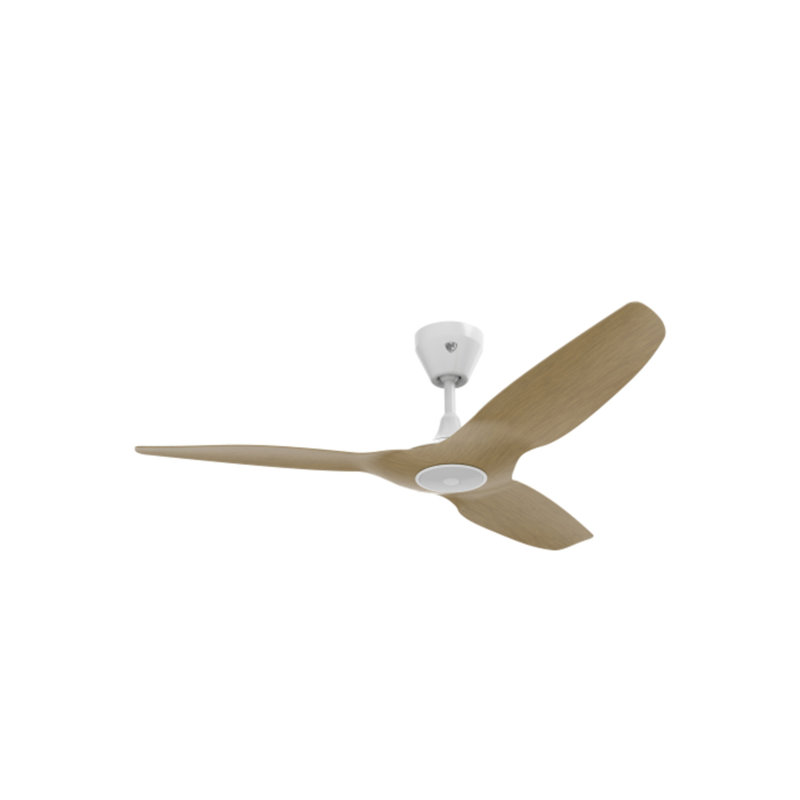 Haiku L Smart LED Downrod Ceiling Fan, White with Caramel Bamboo Blades, 52" Wide