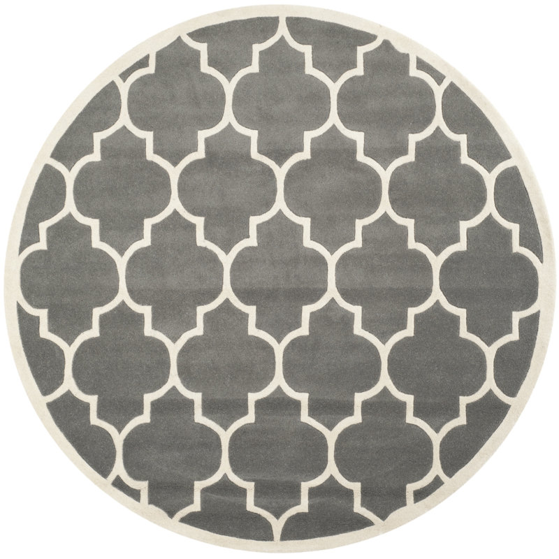 Carolene Hand Tufted Wool Geometric Rug, Round 5'