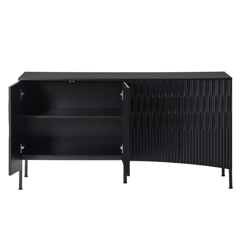 Armoire de rangement 4 portes, Noir, noir, noir, noir